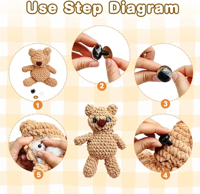 KIGEAPUEL 160PCS Large Safety Eyes for Amigurumi Safety Eyes for Crocheting for DIY Dolls Puppets Bear Crafts Animals Amigurumi Making Supplies(12-30MM) - Image 5